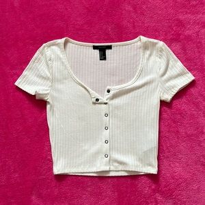 White Ribbed Crop Top